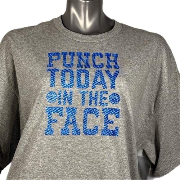 The Blind Medium | PUNCH TODAY ON THE FACE Graphic Short Sleeve T Grey & Blue - Picture 3 of 12